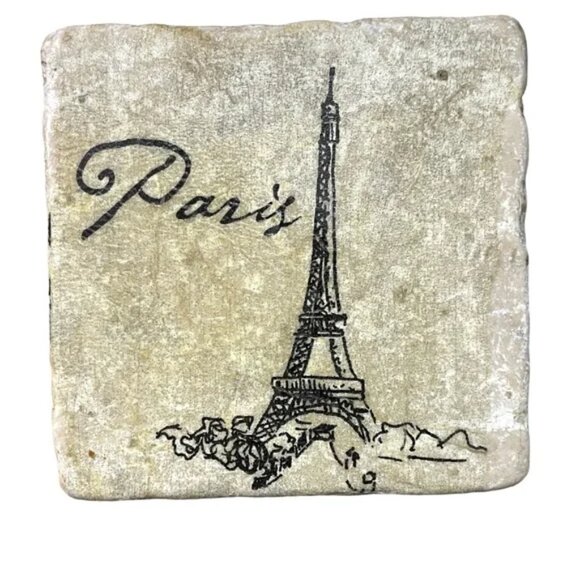Stone COASTER TILE of France, Paris and Eifel Tower Ooh La La, ce la vie! - Picture 2 of 12